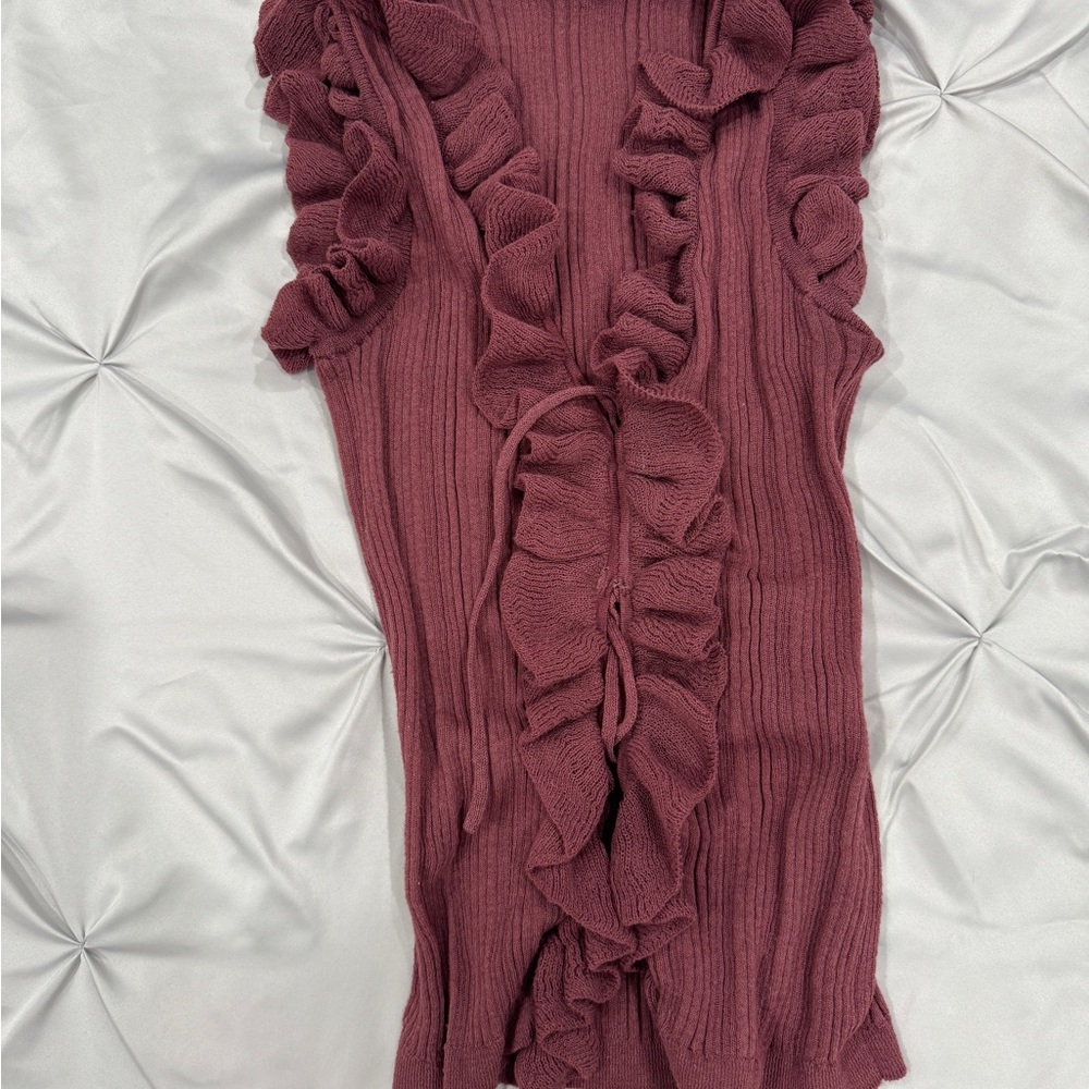 Zara Ruffled Knit Top in Mauve
